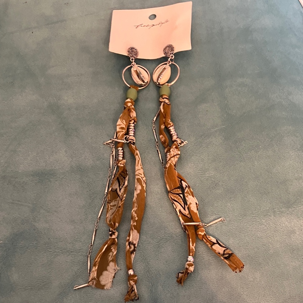 Free People Gold and Cream Tassel Earrings
